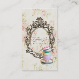 elegant chic victorian floral bakery cupcake business card