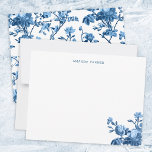 Elegant Chic Vintage Blue Rose Floral Card<br><div class="desc">Elegant and chic vintage-inspired seamless floral pattern featuring tone-on-tone blue roses,  vines,  foliage,  and carnations on white background. Includes editable text field for your personalization.</div>