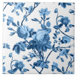 Elegant Chic Vintage Blue Rose Floral Tile<br><div class="desc">Elegant and chic vintage-inspired seamless floral pattern featuring tone-on-tone blue roses, vines, foliage, and carnations on white background.</div>