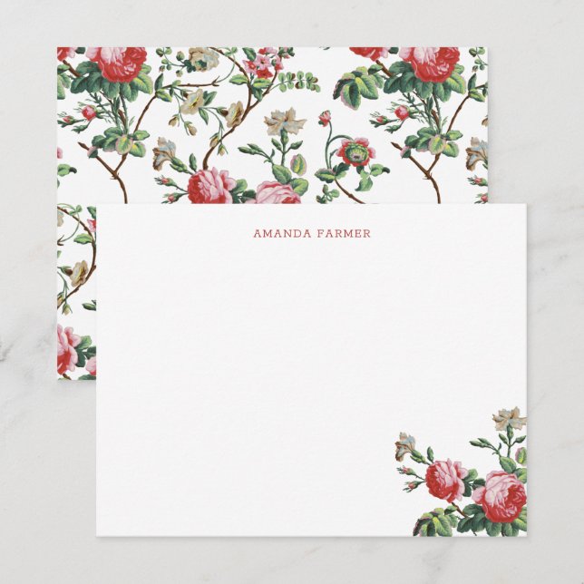 Elegant Chic Vintage Pink Rose Floral Card (Front/Back)