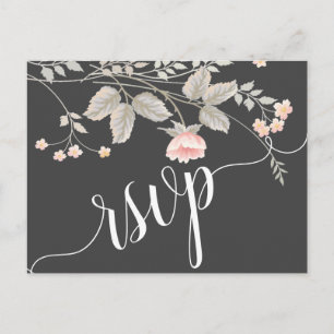 Elegant chic watercolor Floral RSVP Invitation Pos Postcard