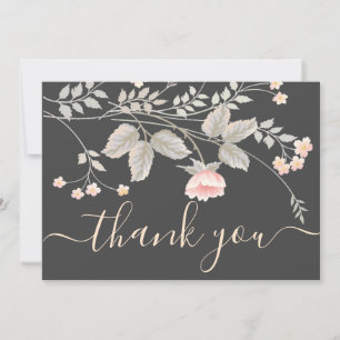 Elegant chic watercolor Floral thank you card