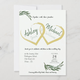 Elegant Chic Watercolor Greenery Cordial Wedding Invitation