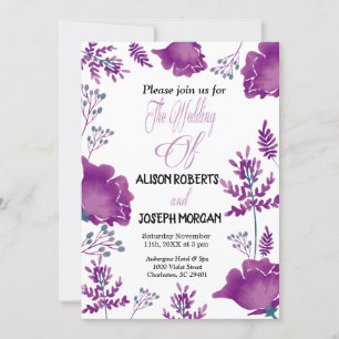 Elegant chic Watercolor Purple Royal Wedding Card