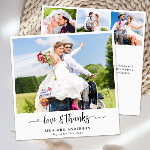 Elegant Chic Wedding Customized 4 Photo Collage Thank You Card