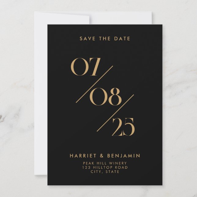 Elegant Chic Wedding Date Non-Photo Save the Date (Front)