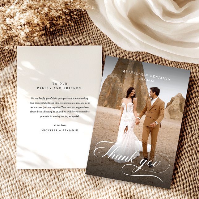 Elegant Chic Wedding Photo Thank You Card (Creator Uploaded)