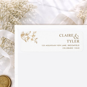 Elegant Chic White and Gold Wedding Return Address