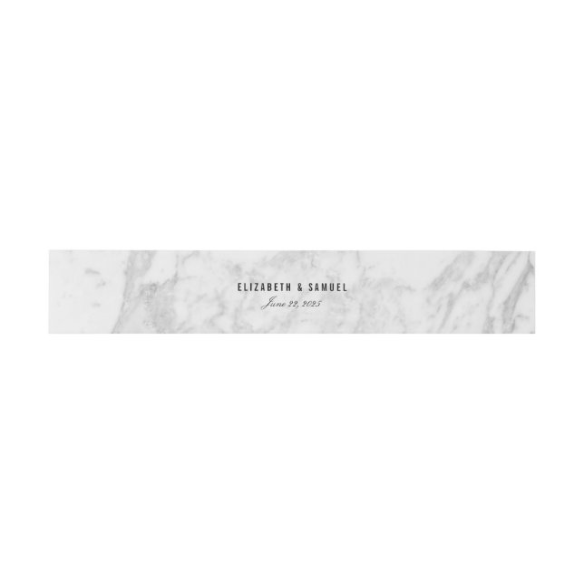 Elegant Chic White Grey Marble Wedding Belly Bands Invitation Belly Band (Flat)