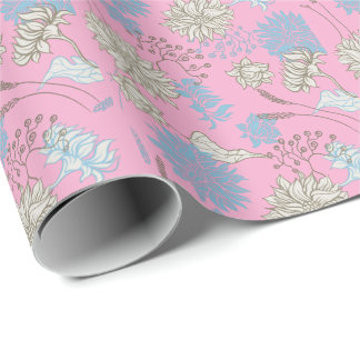 Elegant  Chic Wildflower Pink Wrapping Paper