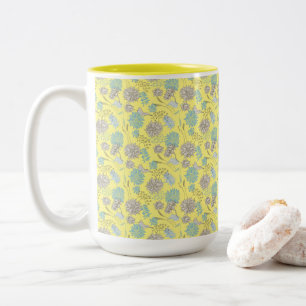 Elegant  Chic Wildflower Yellow  Two-Tone Coffee Mug