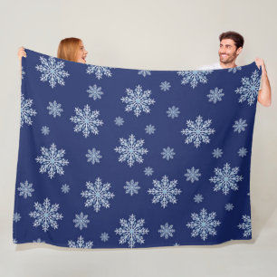 Elegant Chic Winter Modern Snow Christmas Fleece Blanket