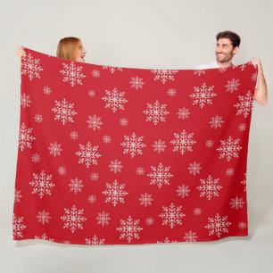 Elegant Chic Winter Modern Snow Christmas Fleece Blanket