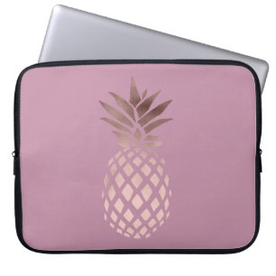 elegant chick clear rose gold tropical pineapple laptop sleeve