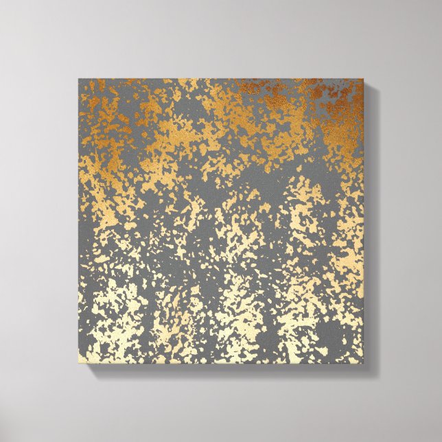 elegant chick faux gold and grey brushstrokes canvas print (Front)