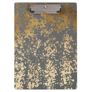 elegant chick faux gold and grey brushstrokes clipboard