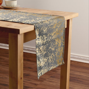 elegant chick faux gold and grey brushstrokes short table runner