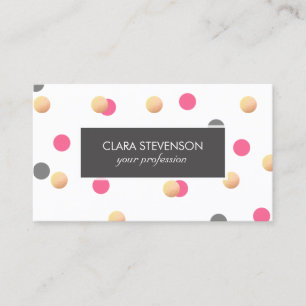elegant chick faux gold grey pink confetti dots business card