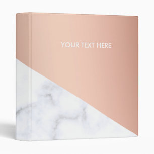 Elegant chick geometric white marble rose gold binder