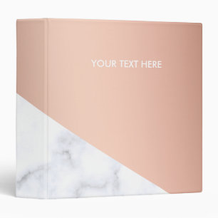 Elegant chick geometric white marble rose gold binder