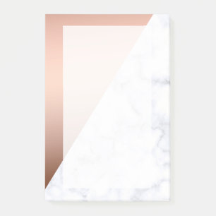 Elegant chick geometric white marble rose gold post-it notes