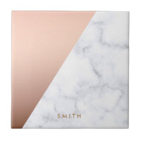 Elegant chick geometric white marble rose gold