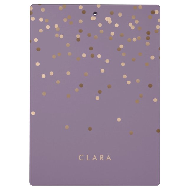 elegant chick glam rose gold confetti dots violet clipboard (Back)