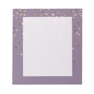 elegant chick glam rose gold confetti dots violet notepad