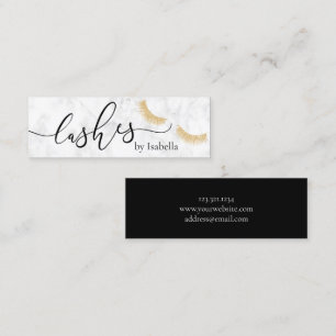 Elegant chick gold glitter marble lashes mini business card