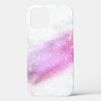 Elegant chick ombre pink & purple glitter marble
