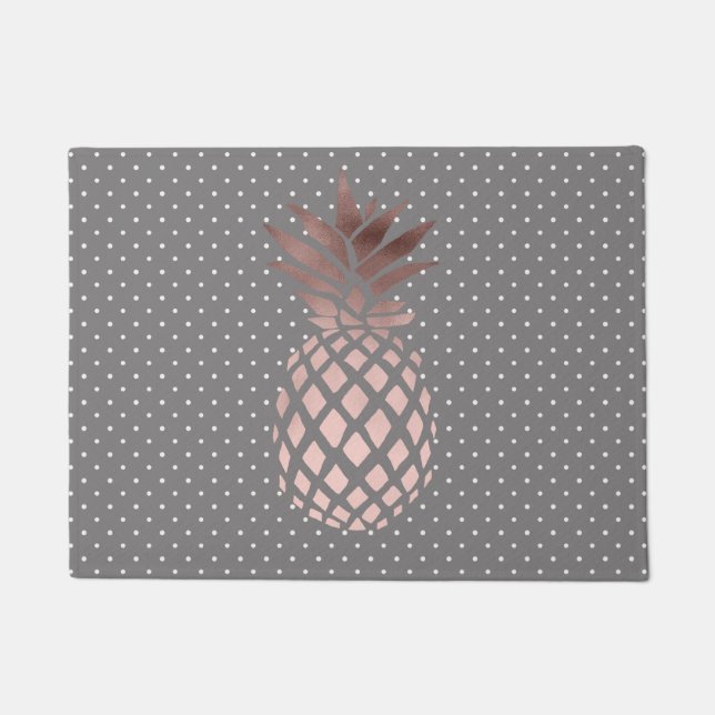 elegant chick rose gold pineapple polka dots doormat (Front)