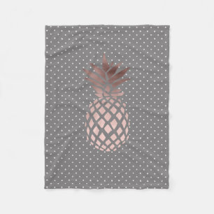 elegant chick rose gold pineapple polka dots fleece blanket
