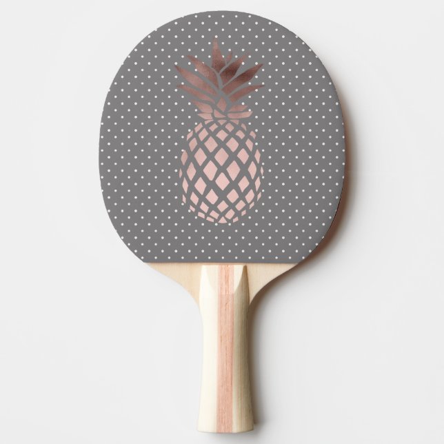 elegant chick rose gold pineapple polka dots ping pong paddle (Front)