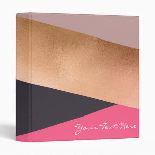 elegant chick rose gold pink grey colour block binder