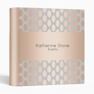 Elegant Chick Rose Gold Polka Dots Pattern Grey Binder