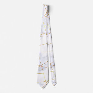 elegant chick white marble faux gold geometric tie
