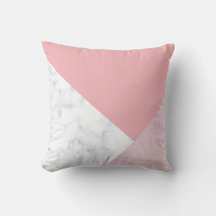 Elegant chick white pastel pink marble geometric throw pillow