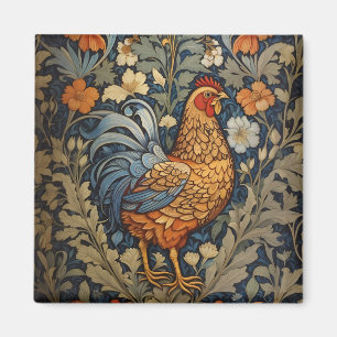 Elegant Chicken William Morris Inspired Floral Magnet