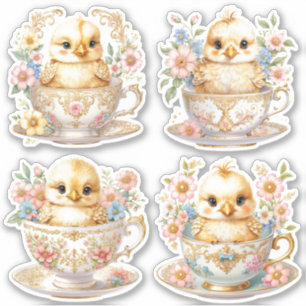 Elegant Chicks in Teacup - Floral Design