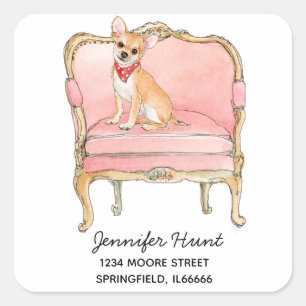 Elegant Chihuahua dog address Square Sticker