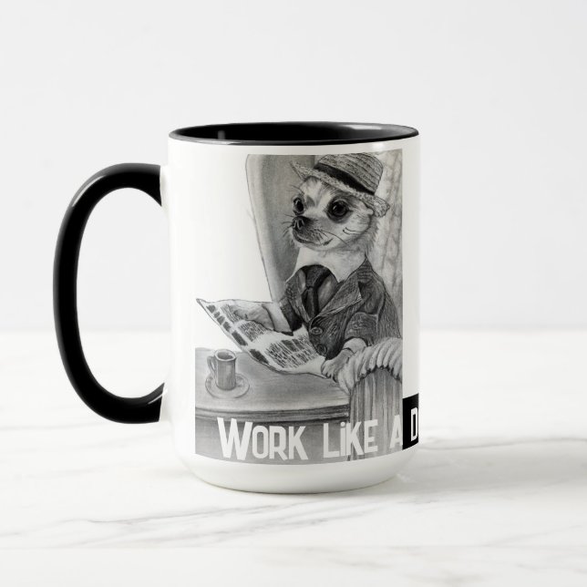  Elegant chihuahua reading newspaper Mug (Left)