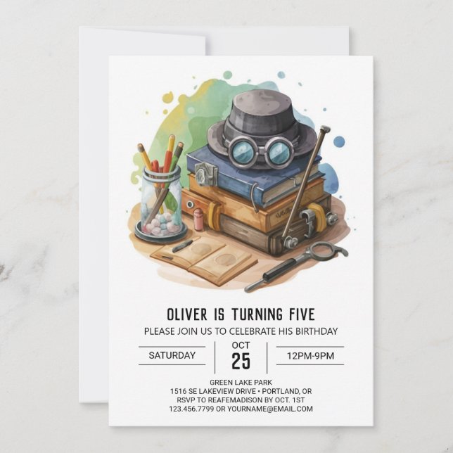 Elegant Children Detective Birthday Invitation (Front)
