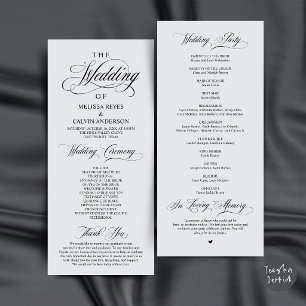 Elegant Chill Grey Script Wedding Ceremony Program