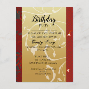 Elegant Chinese chrysanthemum birthday Invitation Postcard