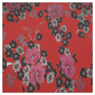 Elegant Chinese Flower Print Fabric