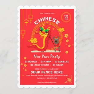 Elegant Chinese New Year Invitation Card