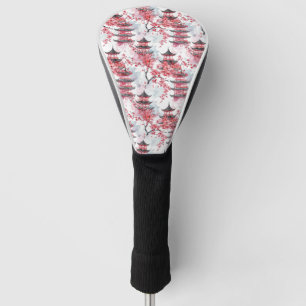 Elegant Chinese Pagoda Cherry Blossom Golf Head Cover