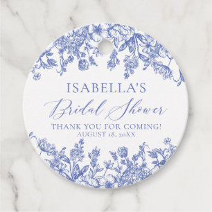 Elegant Chinoise Dusty Blue Floral Bridal Shower Favour Tags