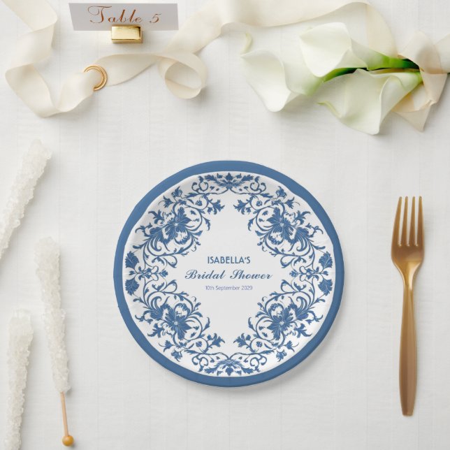 Elegant Chinoiserie antique Pattern bridal shower Paper Plate (Wedding)
