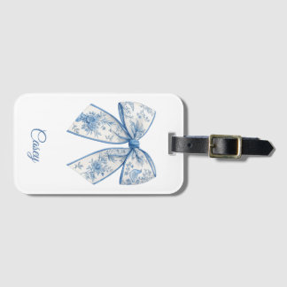 Elegant Chinoiserie Blue & White Bow Home Accessor Luggage Tag